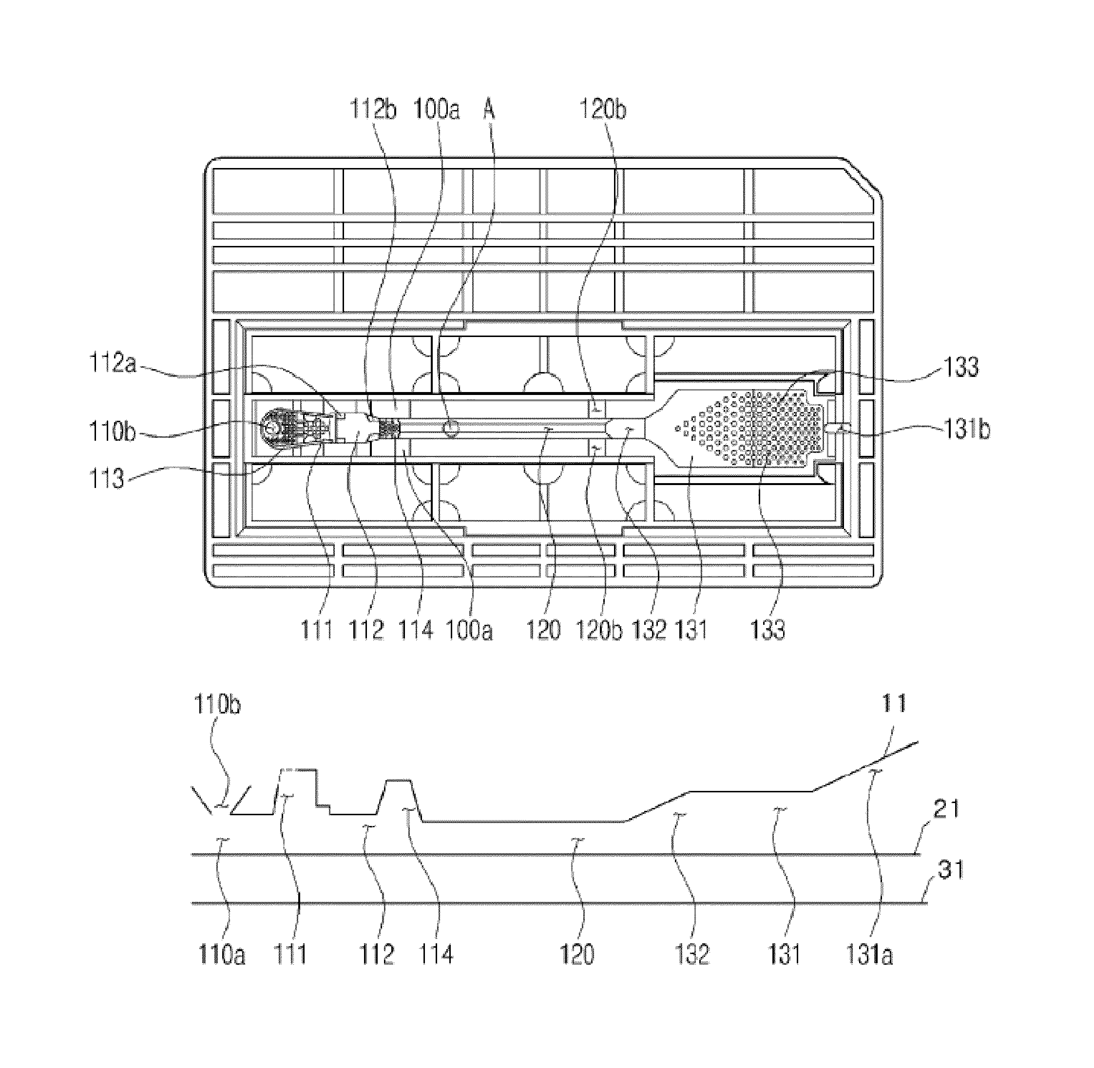 Chip for analyzing fluids being moved without an outside power source