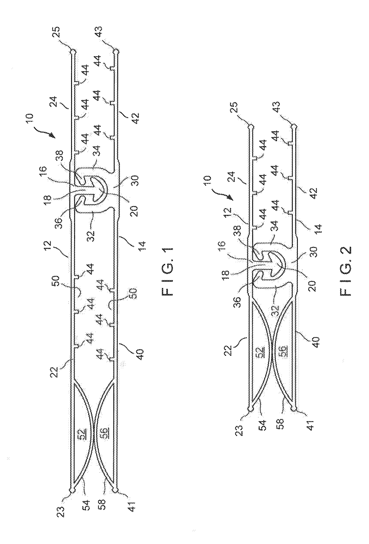 Air pocket flange closure for push-to-open reclosable packages