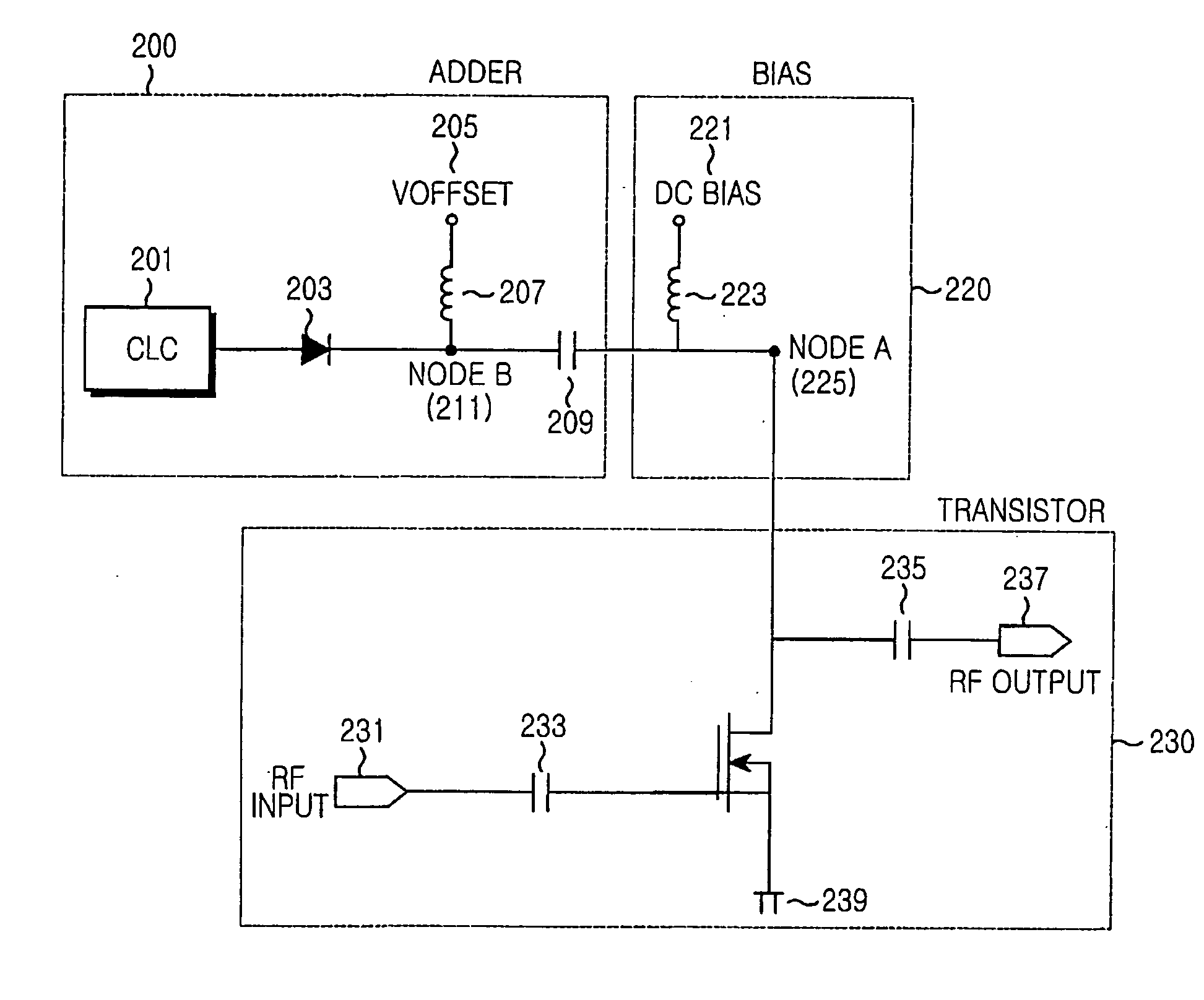 Apparatus and method for reducing drain modulation of high power transistor