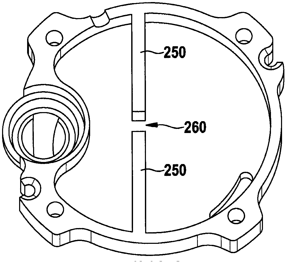 Gas pump with reduced noise generation