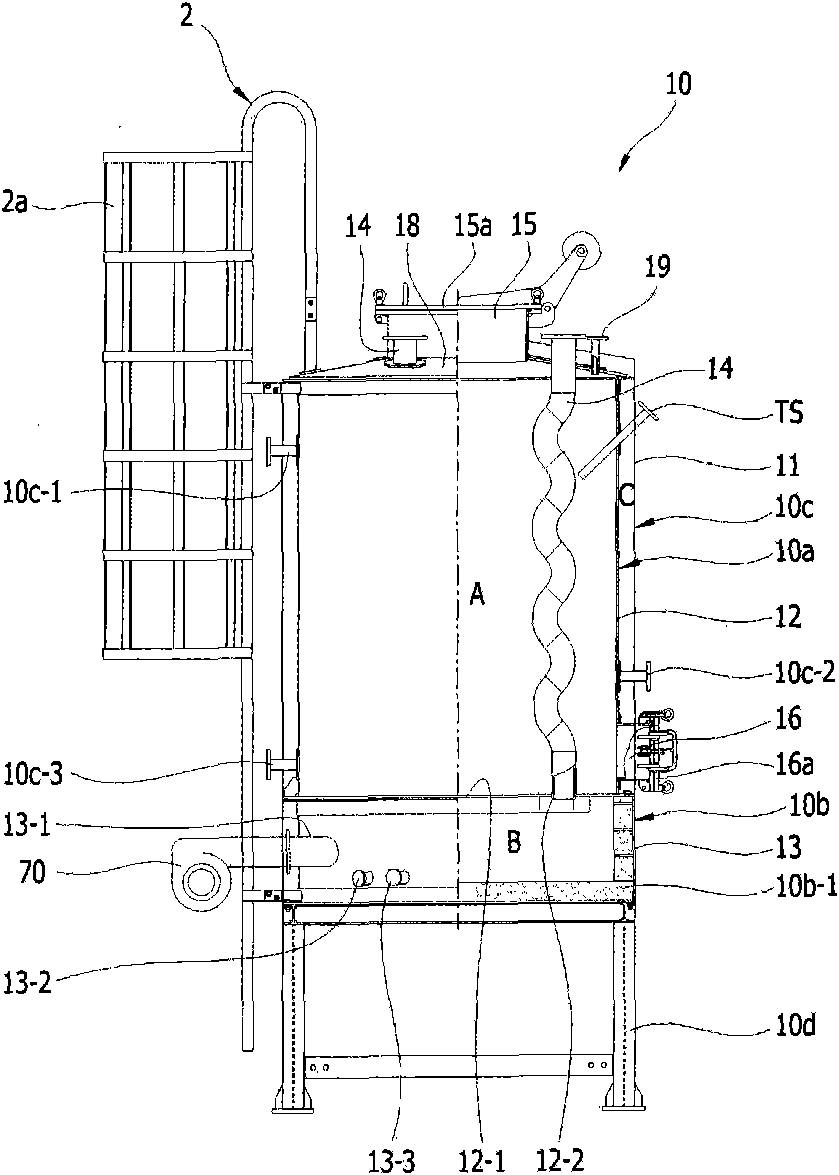 A thermal decomposition treatment system of flammable waste and method for treating the waste using the system