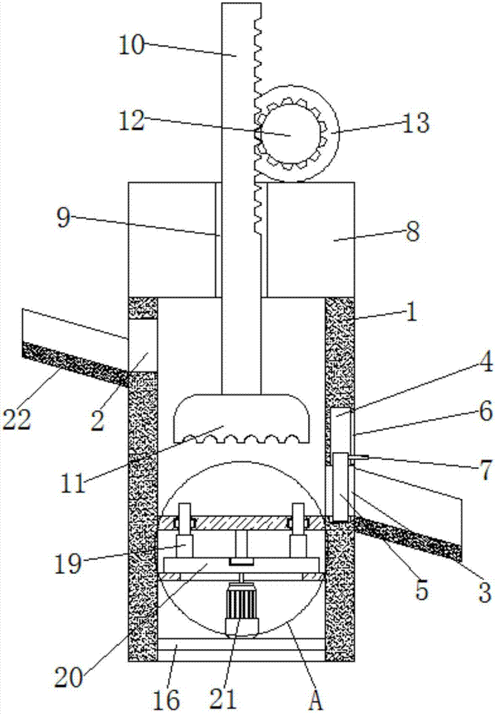 Medicinal material mashing device with automatic medicinal material turning function
