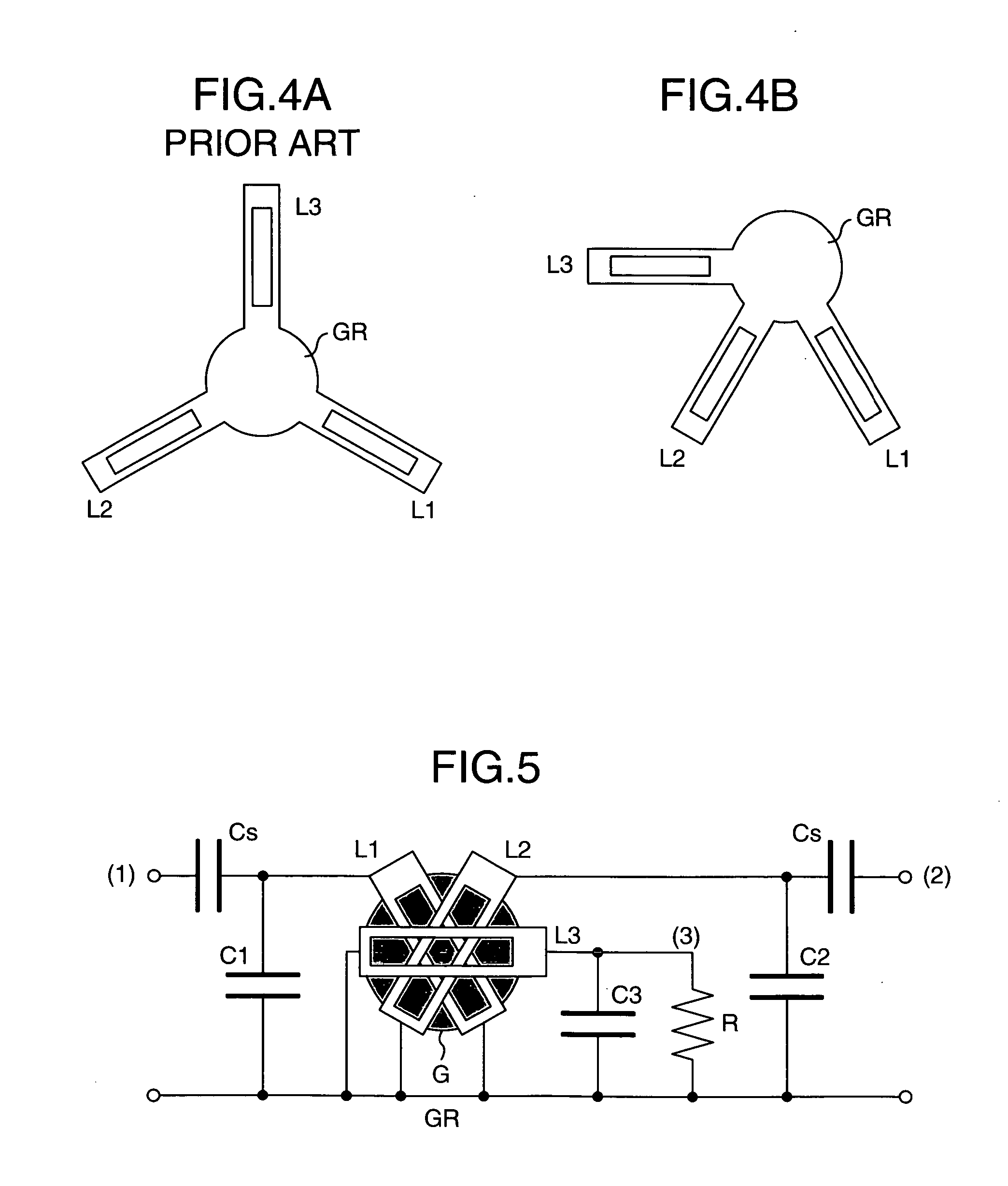 Non-reciprocal element with three central conductors and communication apparatus using the same