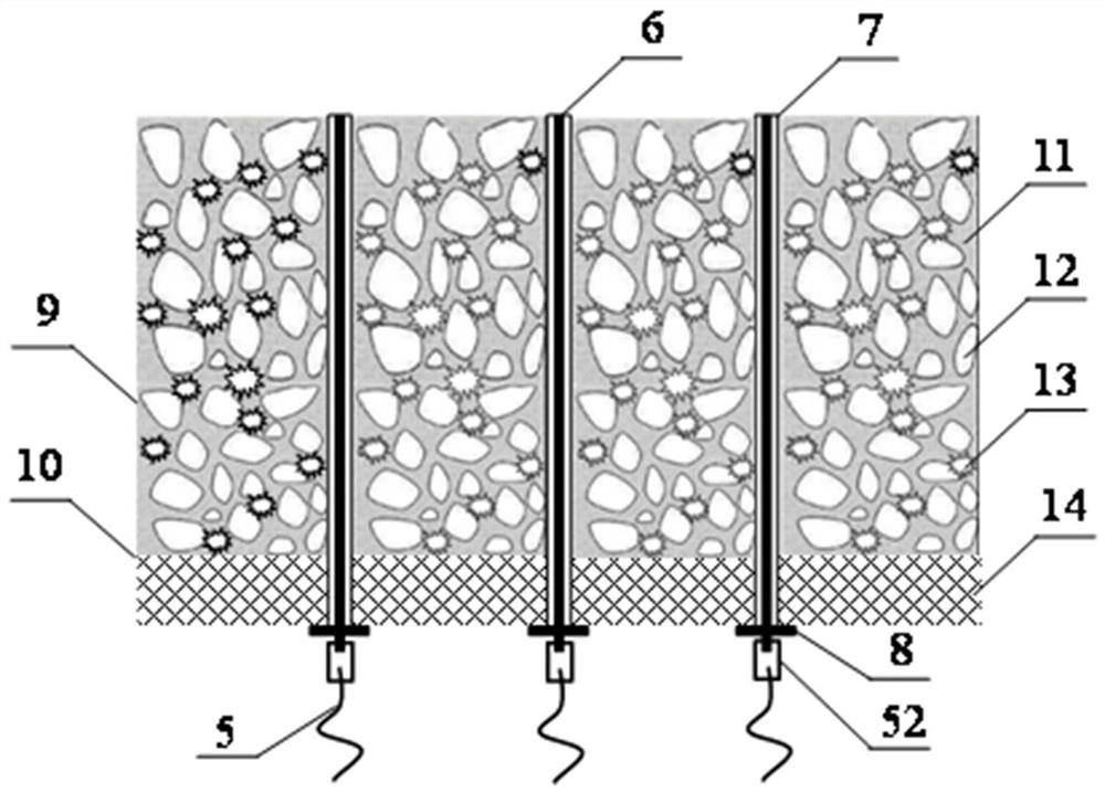 Composite material for adsorbing gas overflowing from tunnel face and construction method of composite material