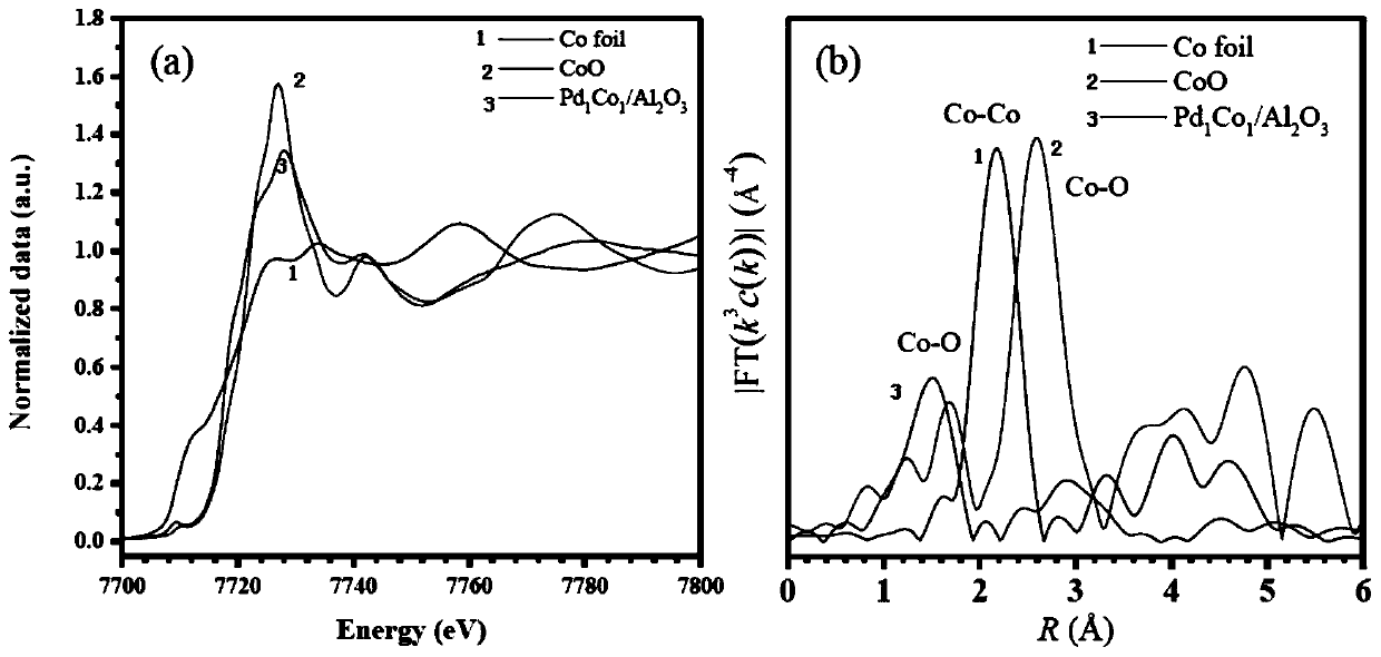 Monatomic palladium-cobalt bimetallic nano-catalyst for efficiently catalyzing benzene oxidation