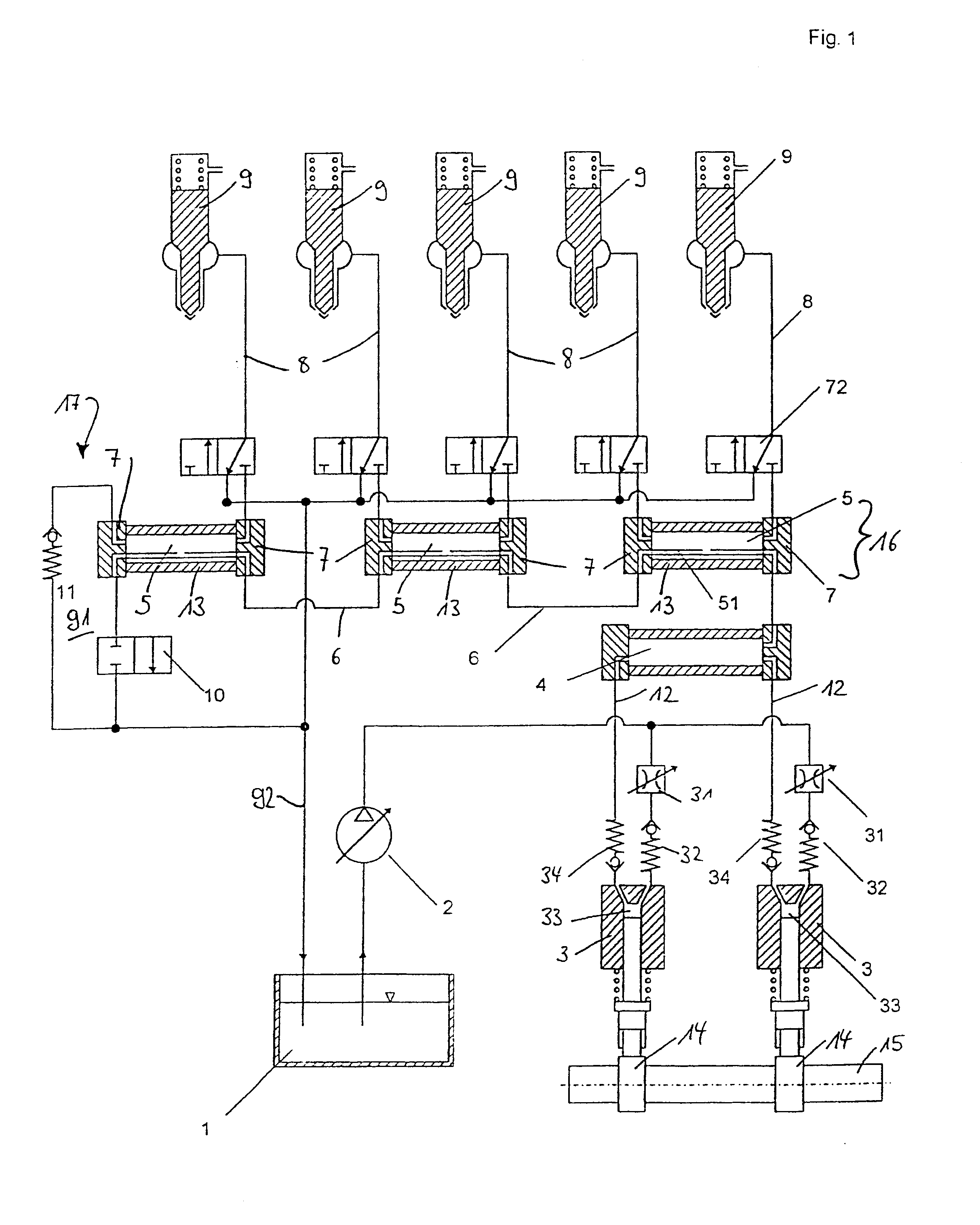 Fuel supply installation in the form of a common-rail system of an internal combustion engine having a plurality of cylinders