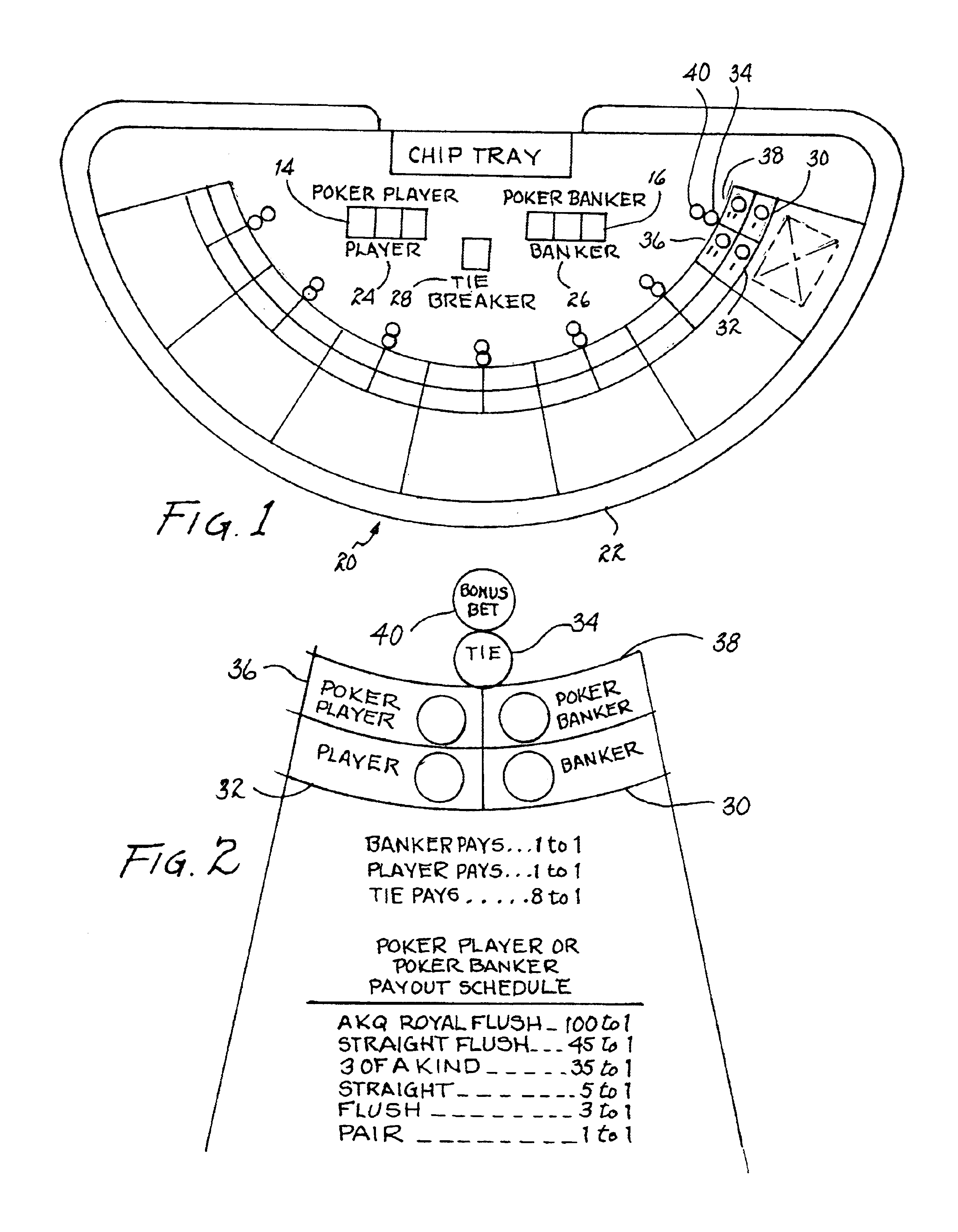 Table and method of playing a baccarat-type card game