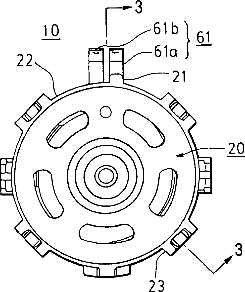 Motor with earthing structure to reduce radio noise