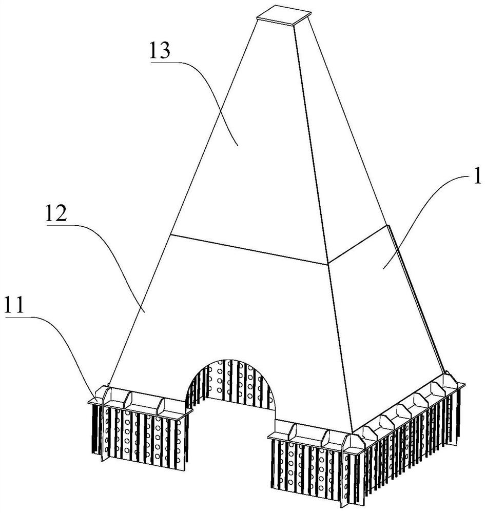 Novel main tower crown structure and sectional installation method thereof