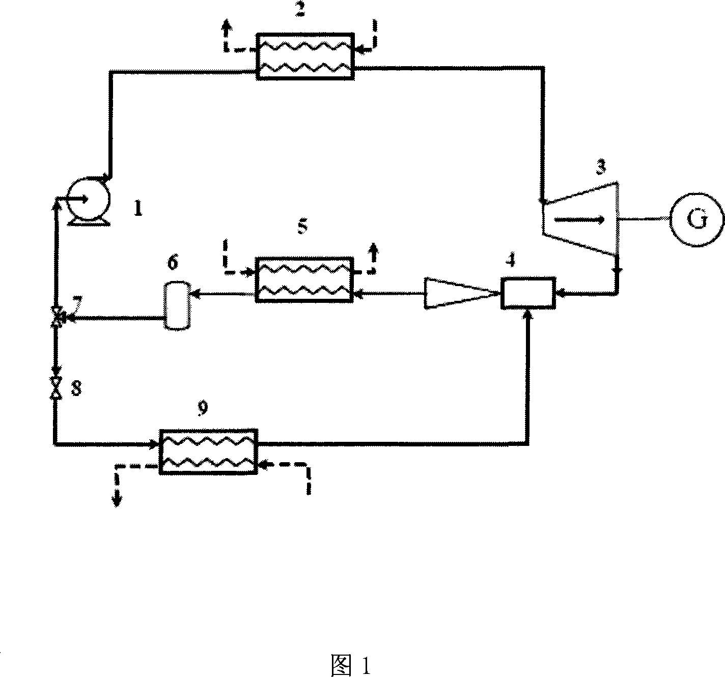 Injection type low-temperature waste-heat power generation refrigerating method