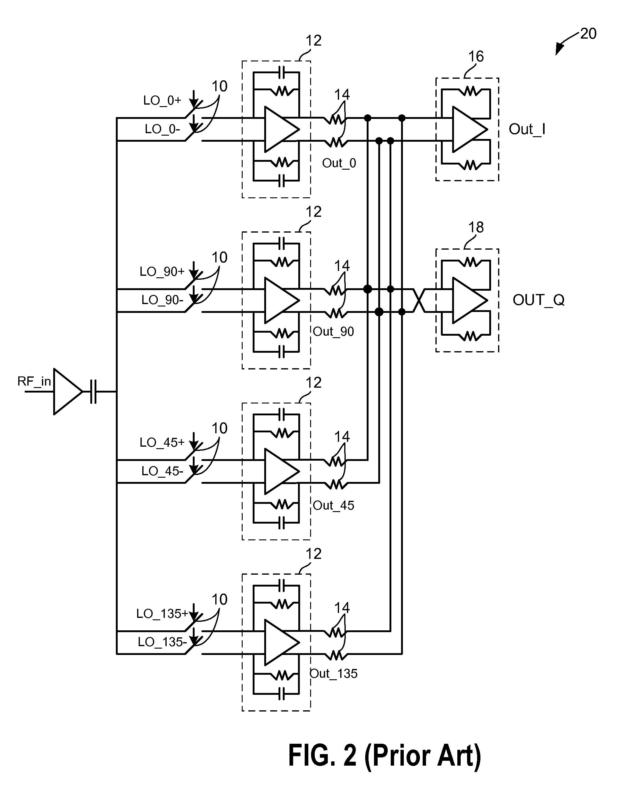 Harmonic rejection mixer architecture with reduced sensitivity to gain and phase mismatches