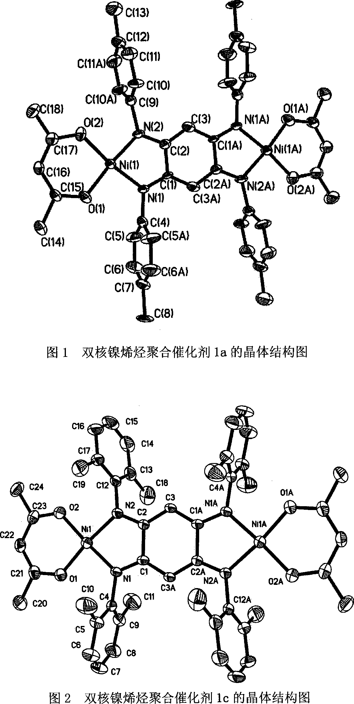 Double-core nickel, copper olefin polymerization catalyst, preparation method and application thereof