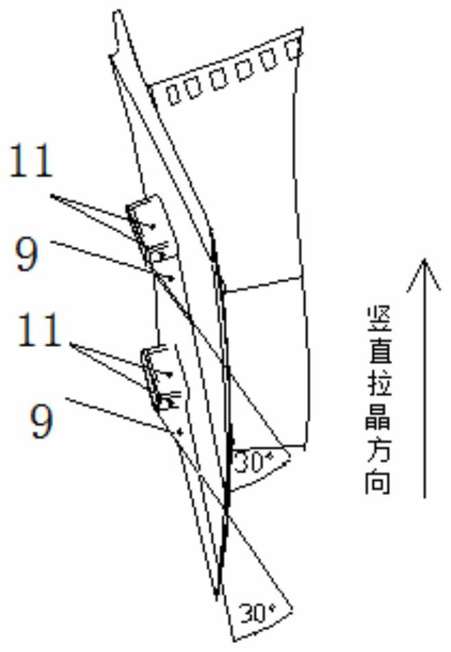 Method for preventing mixed crystals from being generated at free end of conjoined single crystal guide blade core