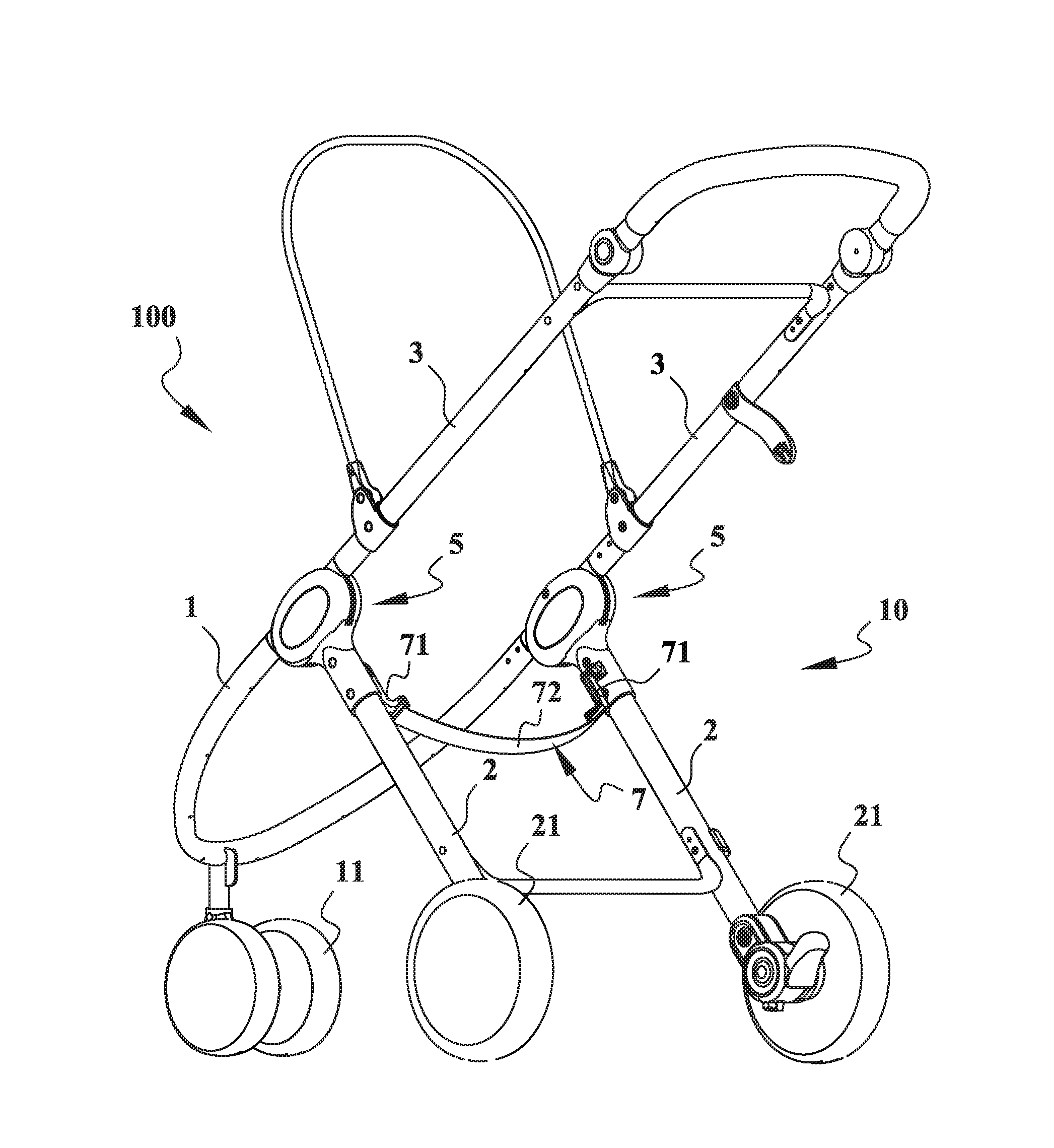 Pivot joint for a stroller frame