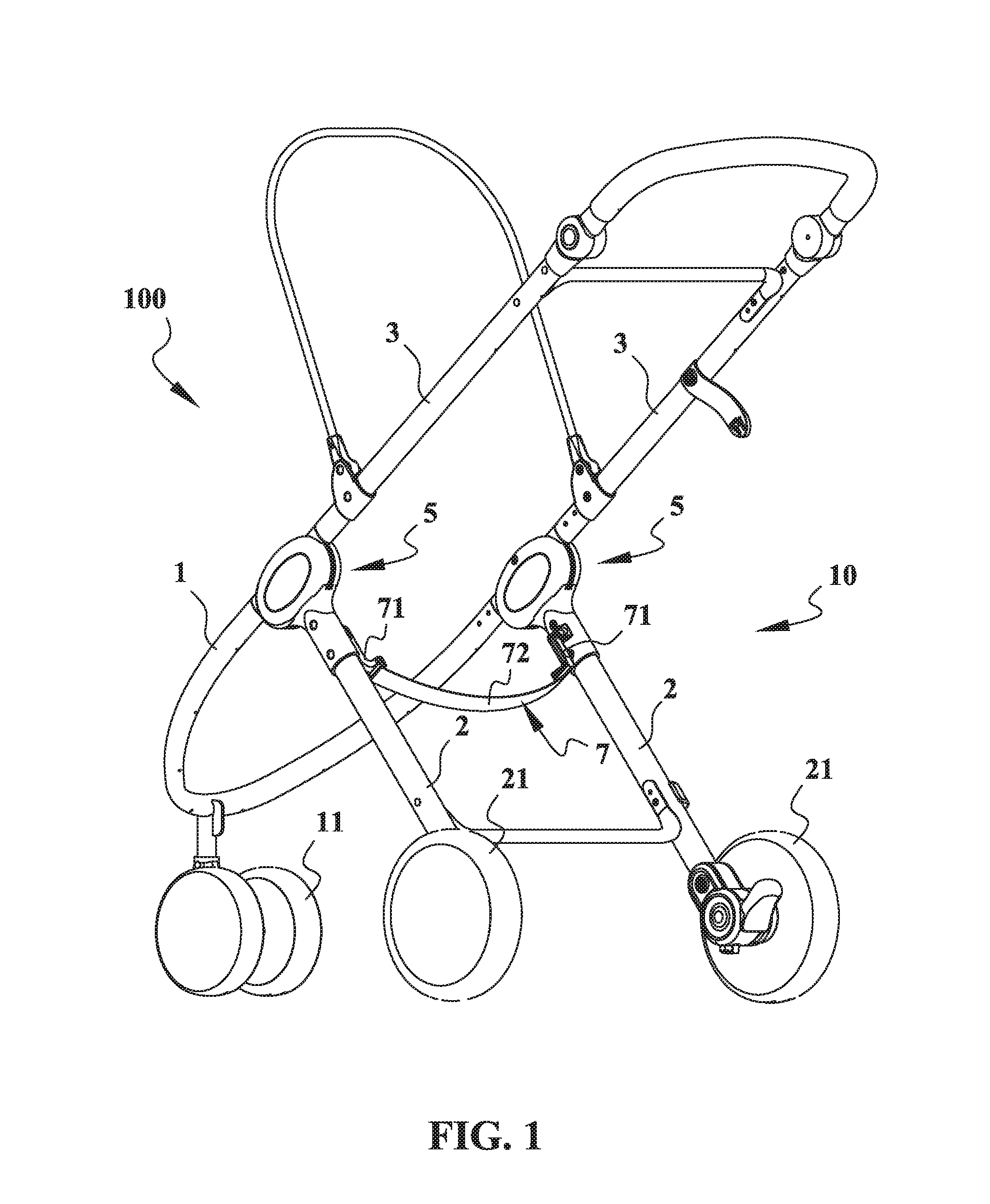 Pivot joint for a stroller frame