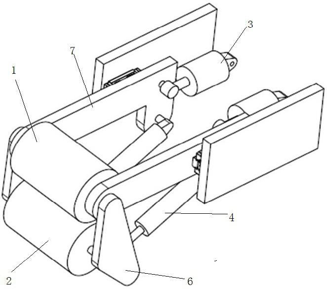 An automatic laying and wrapping forming device with double pressure rollers for a rotator with ribs