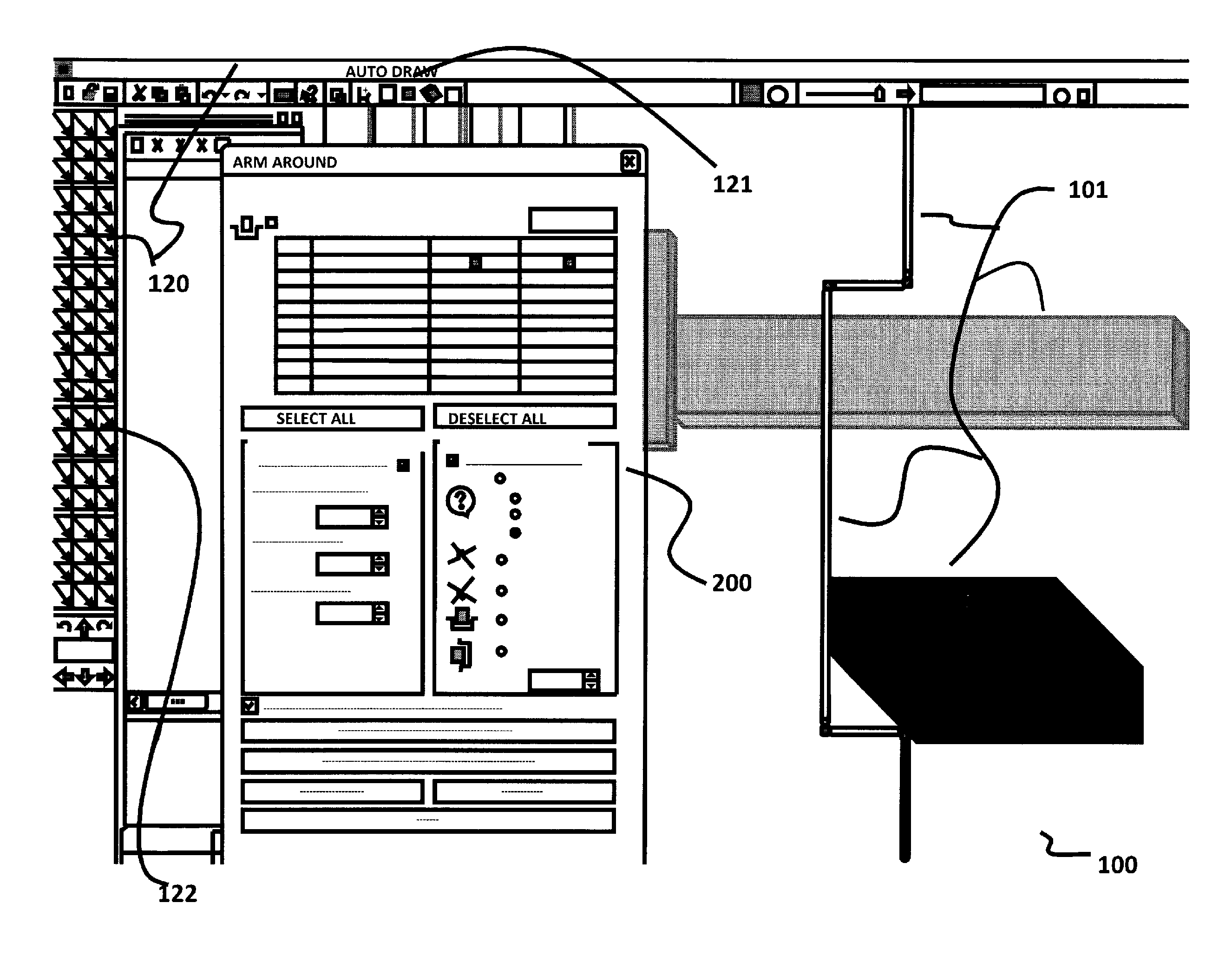 Methods and apparatuses for resolving a CAD drawing conflict with an arm around