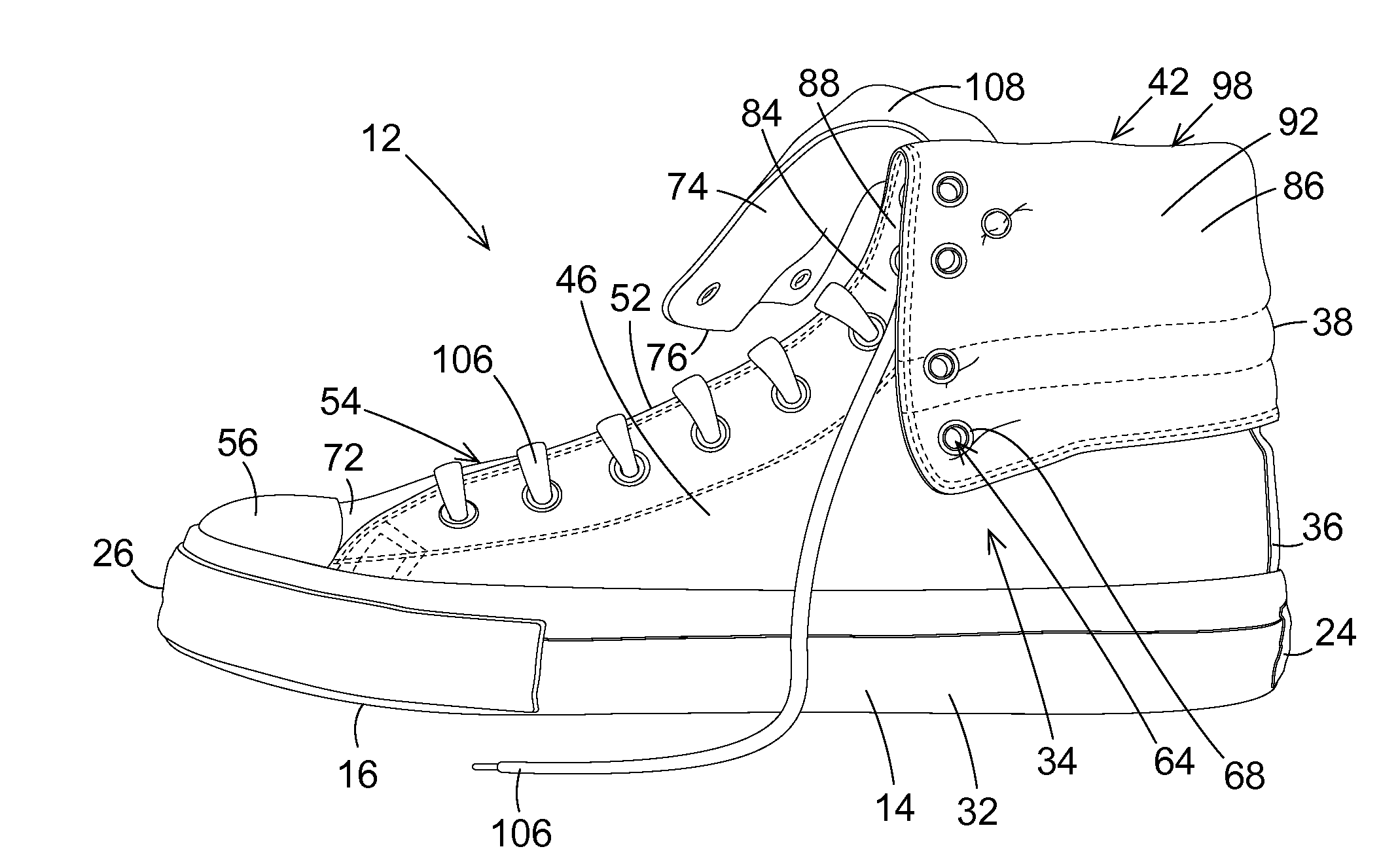 Shoe Construction With Fold Over Ankle