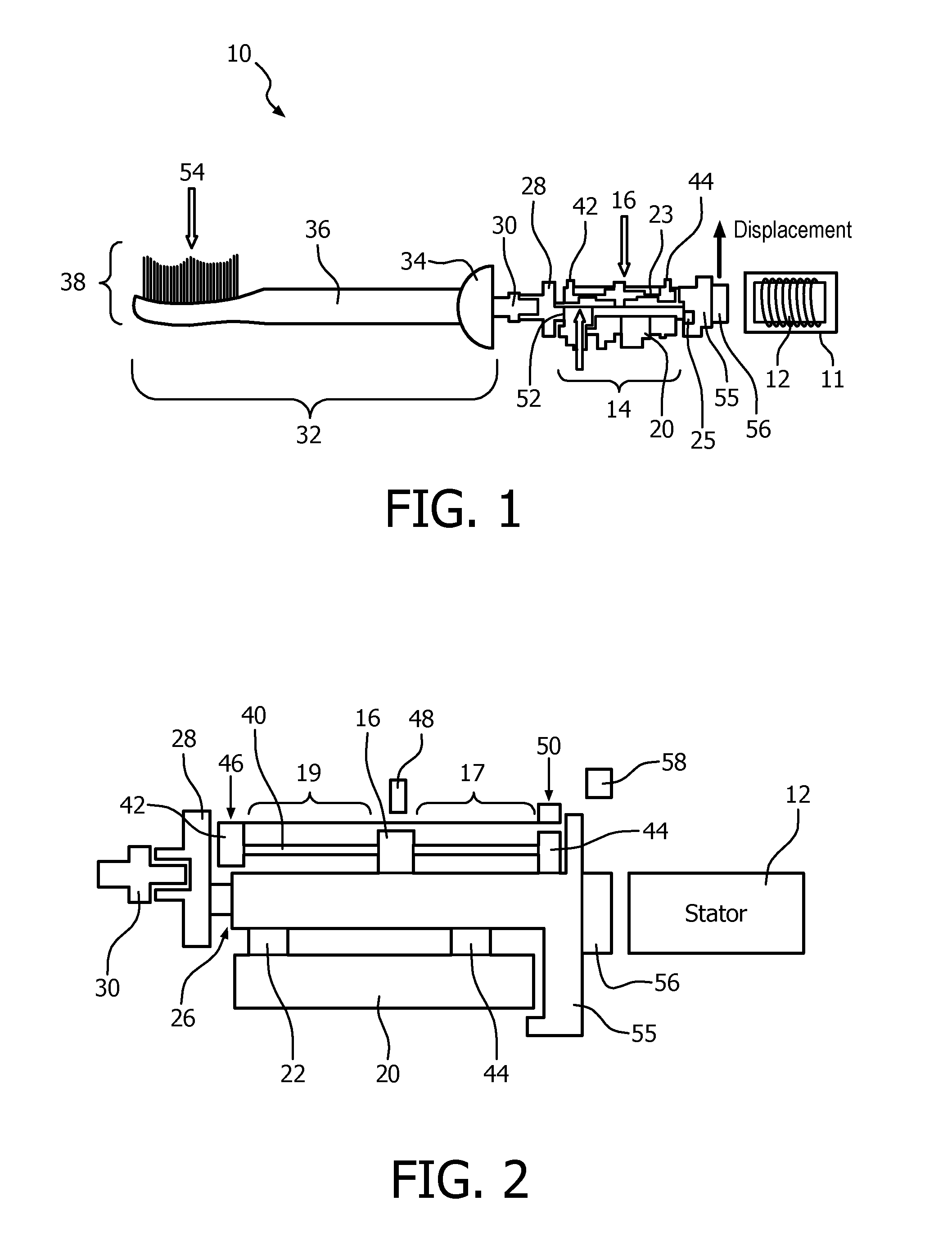 Force sensor providing continuous feedback for a resonant drive toothbrush using a hall sensor