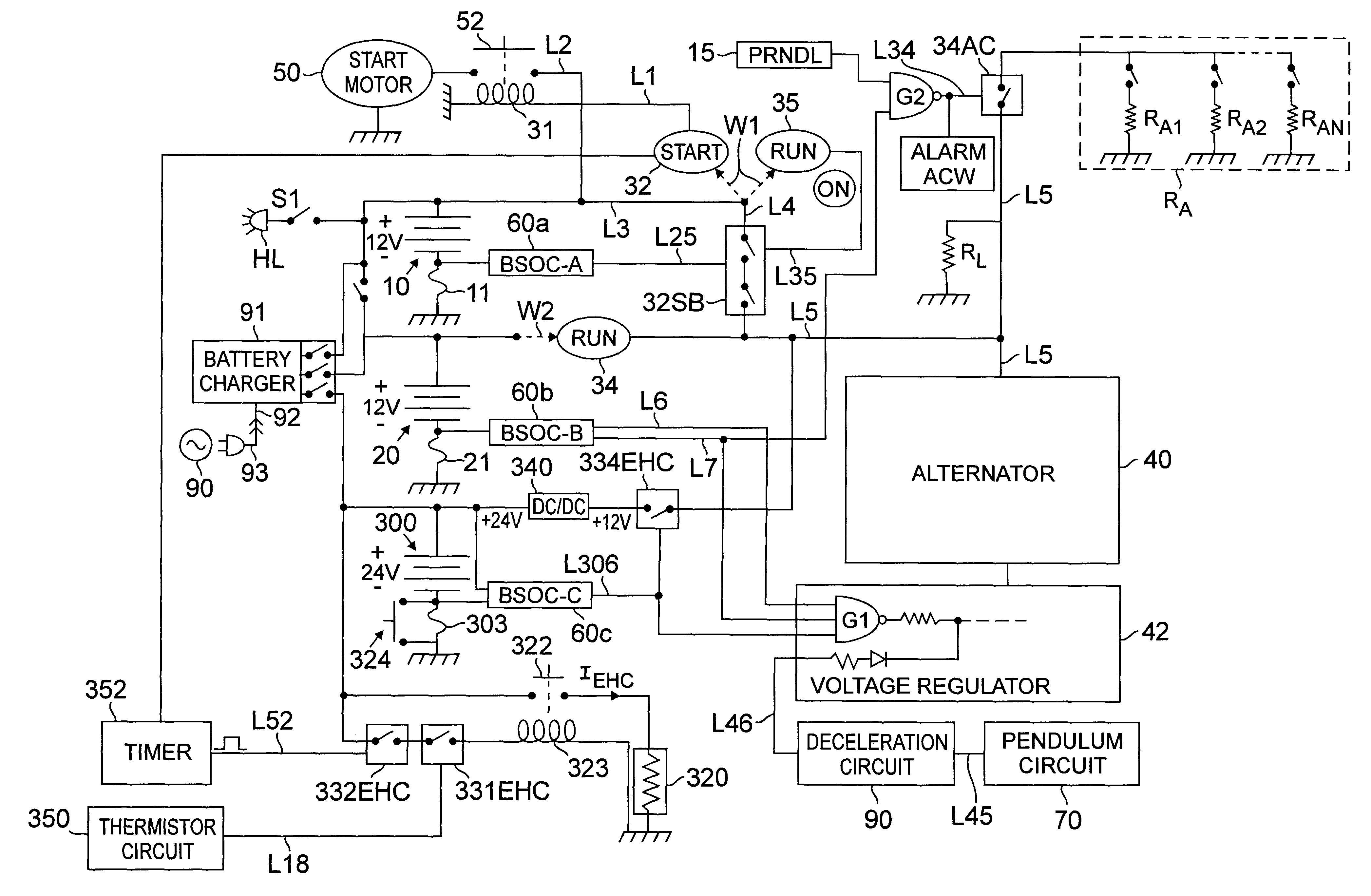 Multi-battery fuel saving and emission reduction system for automotive vehicles