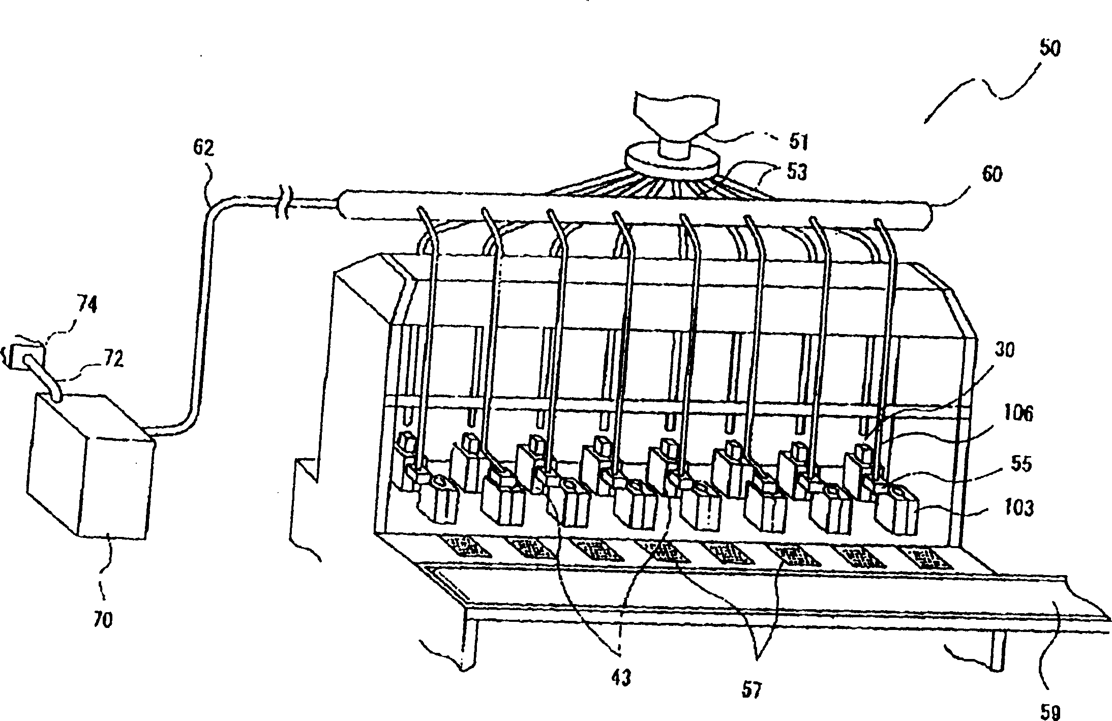 Method and apparatus for blowing glass container by cooled gas