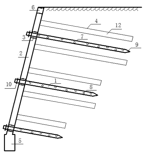 Lime nail composite frame prestressed anchor tube structure and construction method for reinforcing weak slope