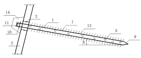 Lime nail composite frame prestressed anchor tube structure and construction method for reinforcing weak slope