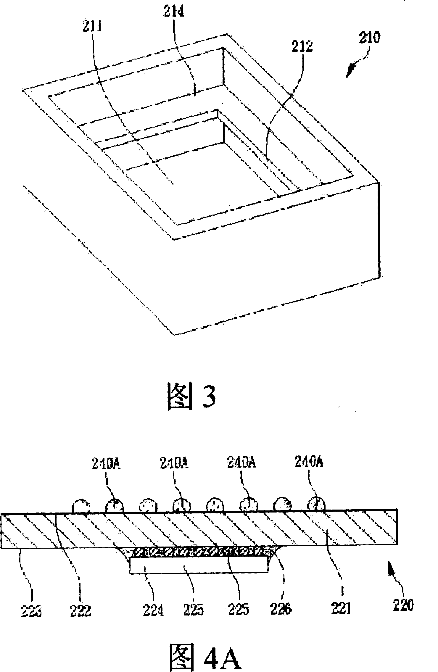 Radiating type stereo package structure and its manufacturing method