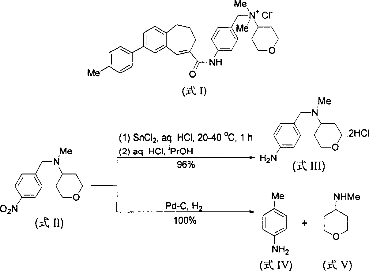 Method for reducing nitroxylbenzyl amine compound to amino-benzylamine hydrochloride