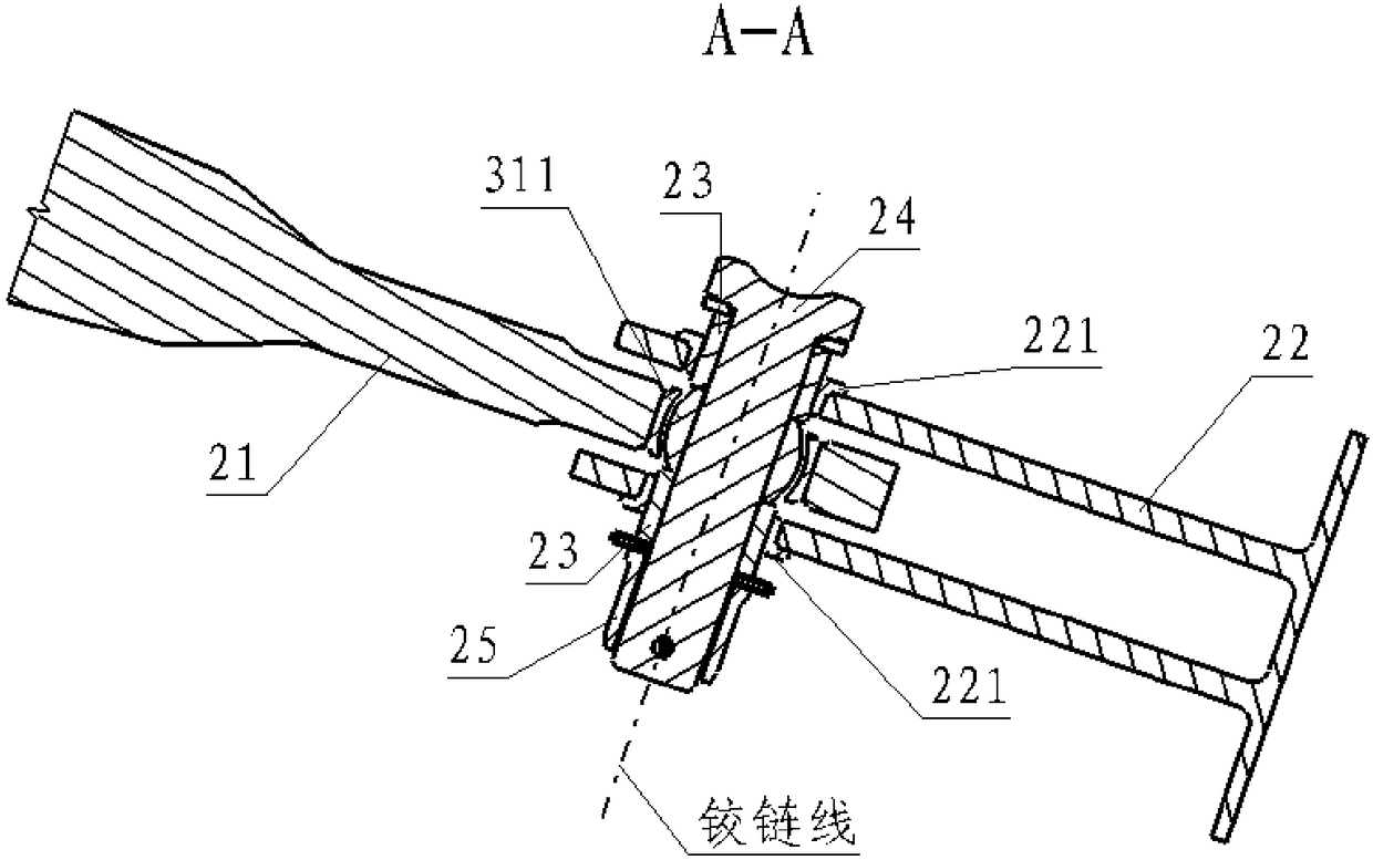 Suspension structure of control surface of large aircraft