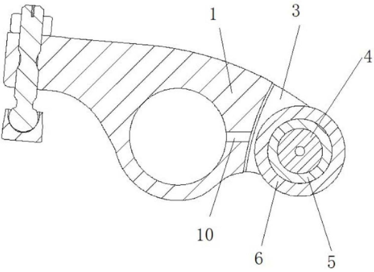 Inner and outer rolling wheel type rocking arm with lubricating structure