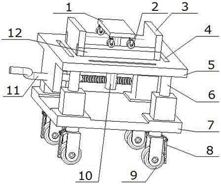 A steel truss assembly support adjustment device