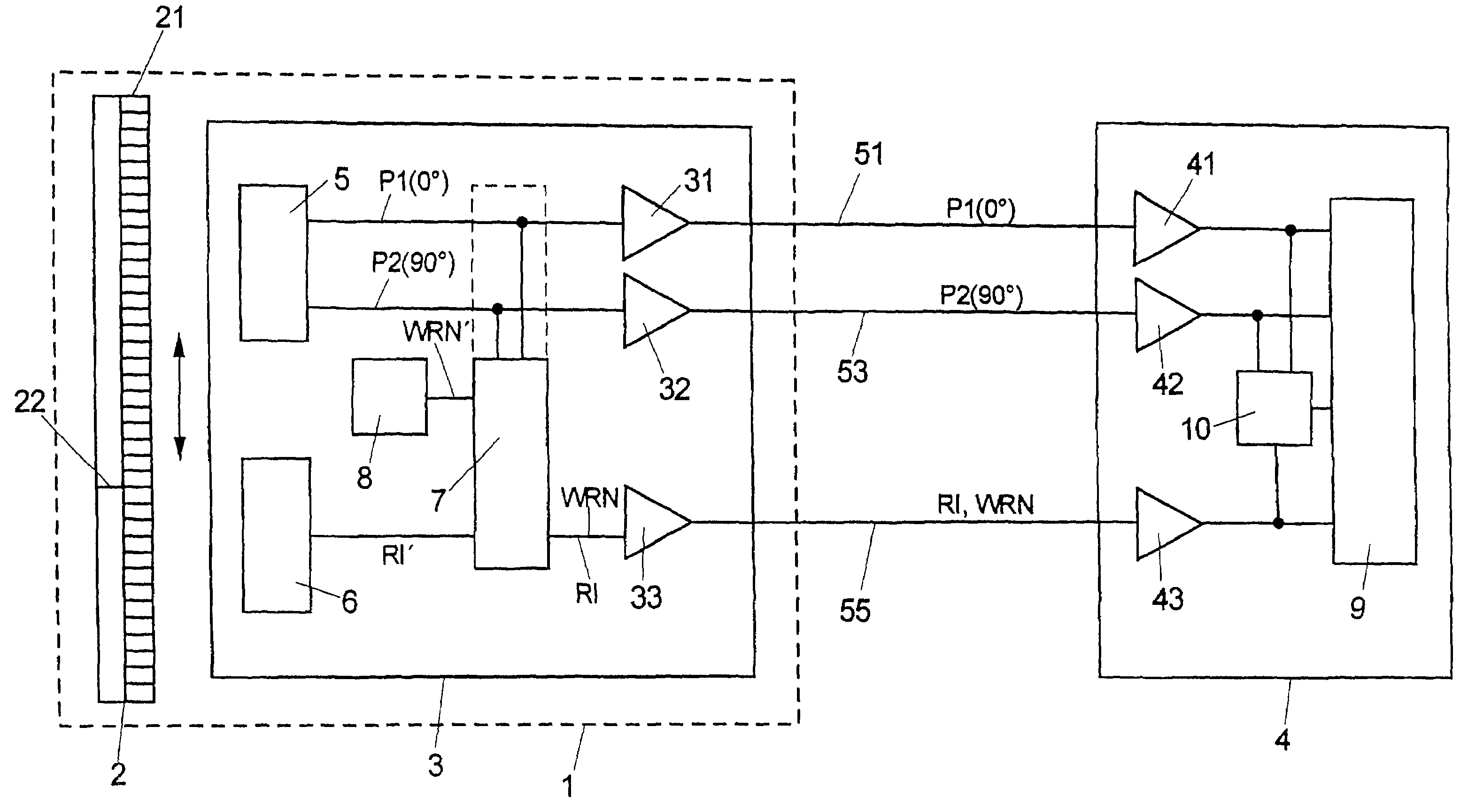 Method and device for transmitting signals from a position measuring arrangement to an evaluation unit