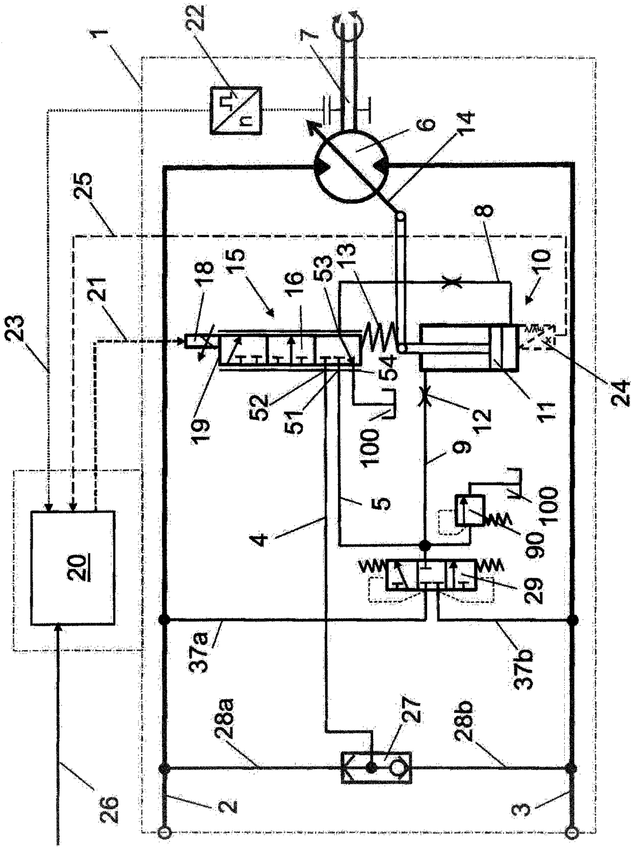 Device and method for controlling a hydraulic machine