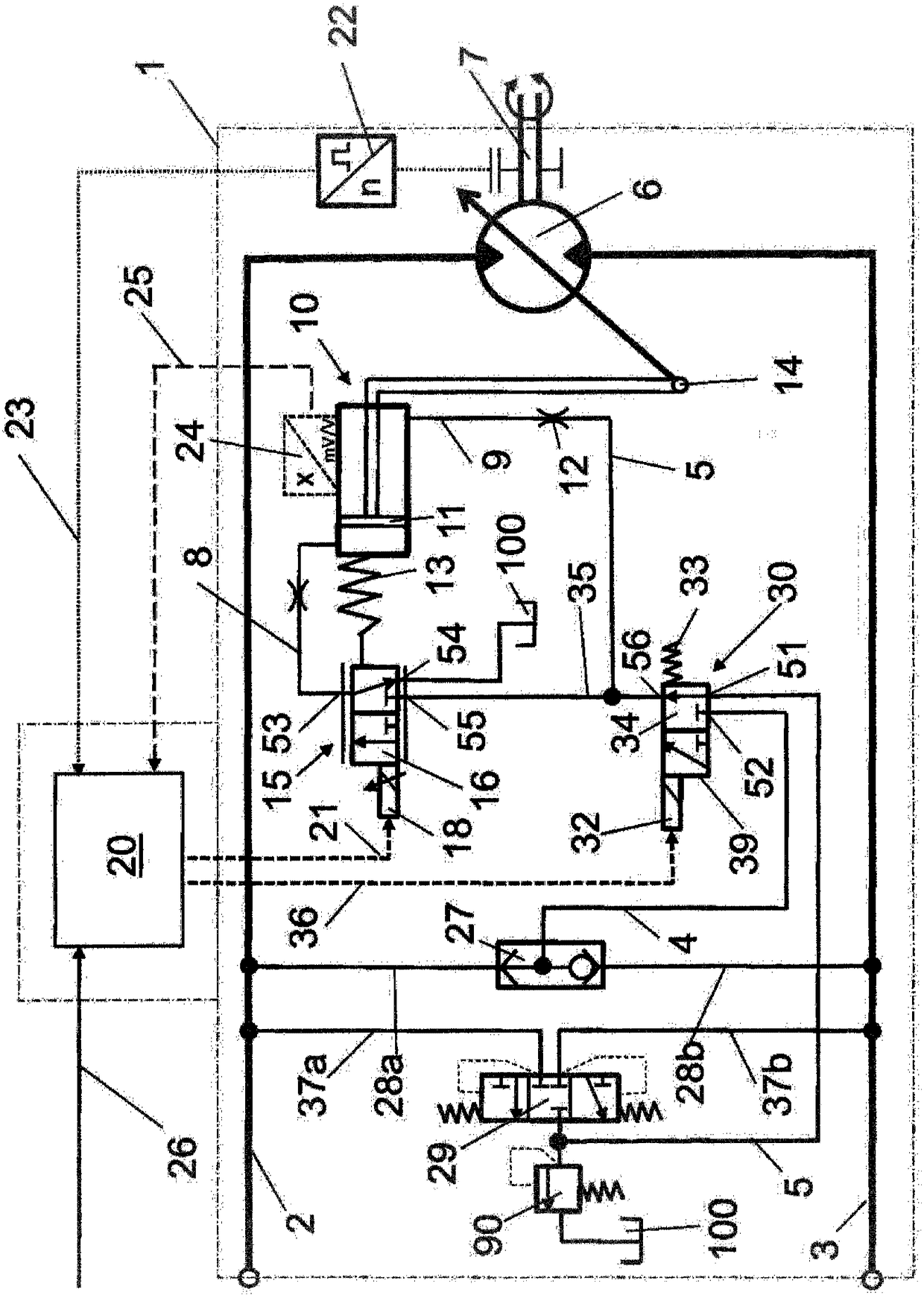 Device and method for controlling a hydraulic machine