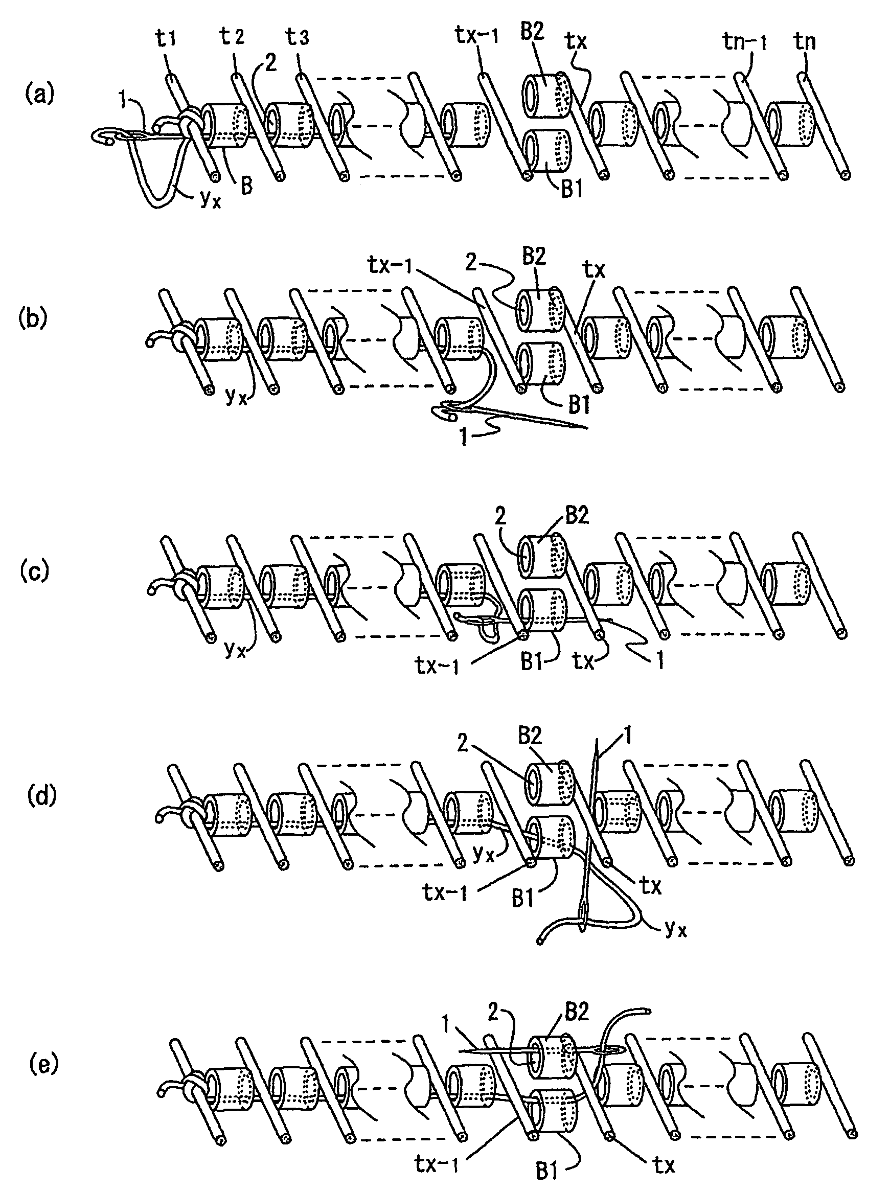 Method for weaving layered beaded fabric and beaded fabric woven by the method