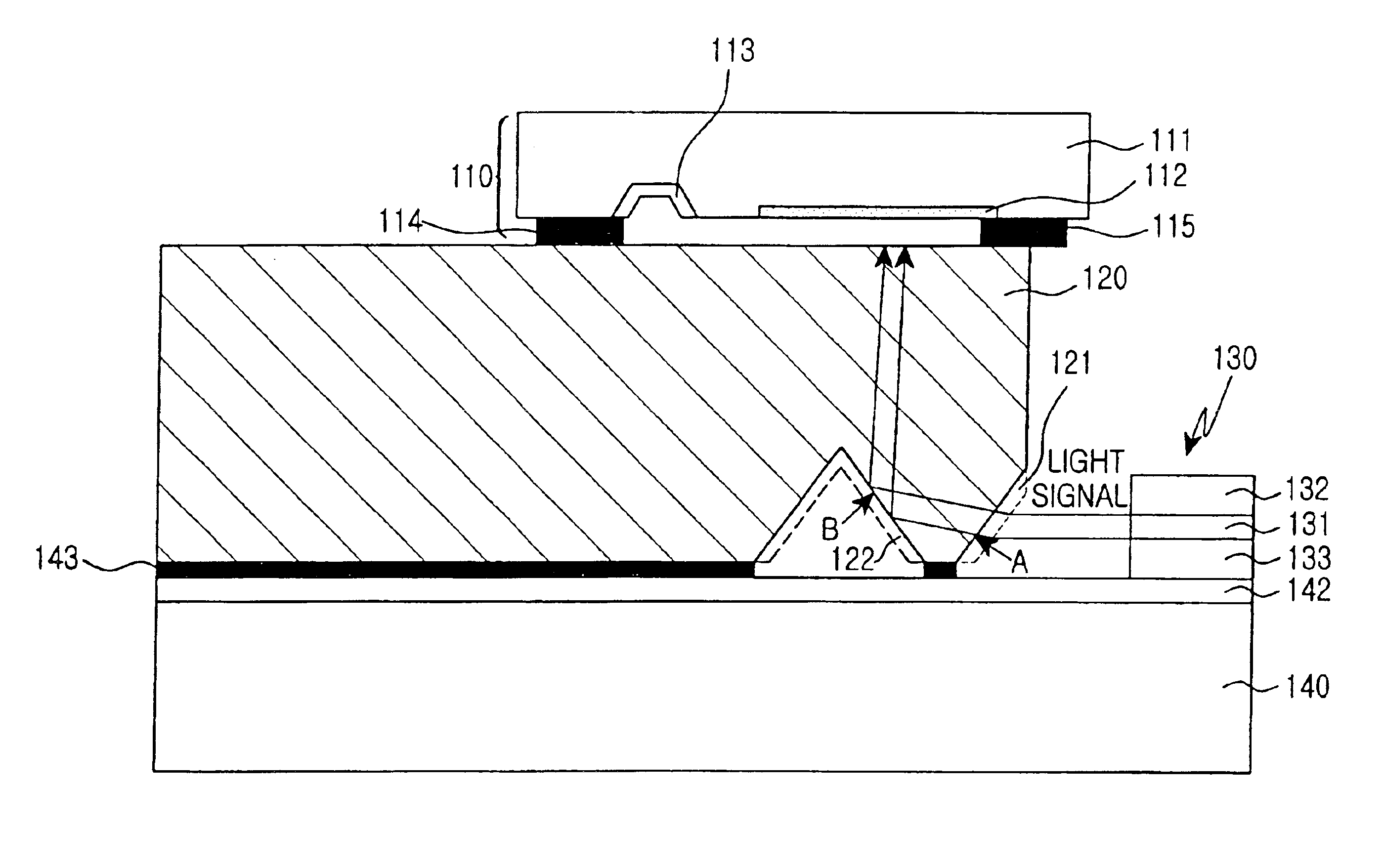 Optical apparatus using vertical light receiving element