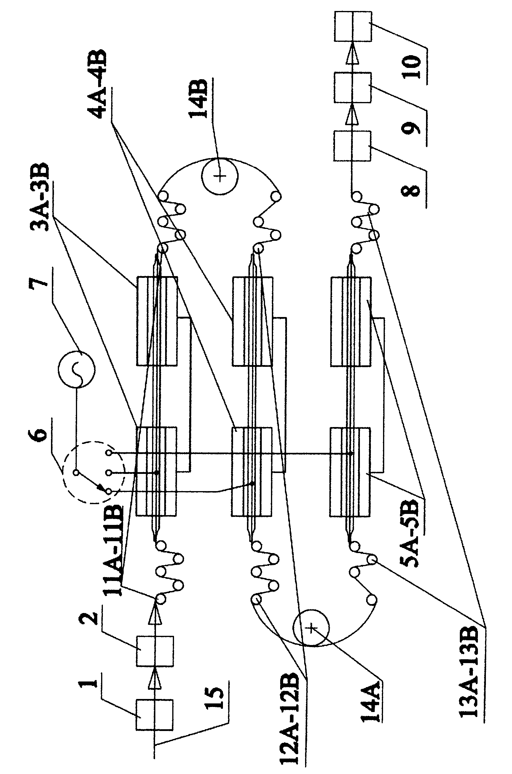 Radio-frequency heating carbon fiber graphitization continuous batching production system and method
