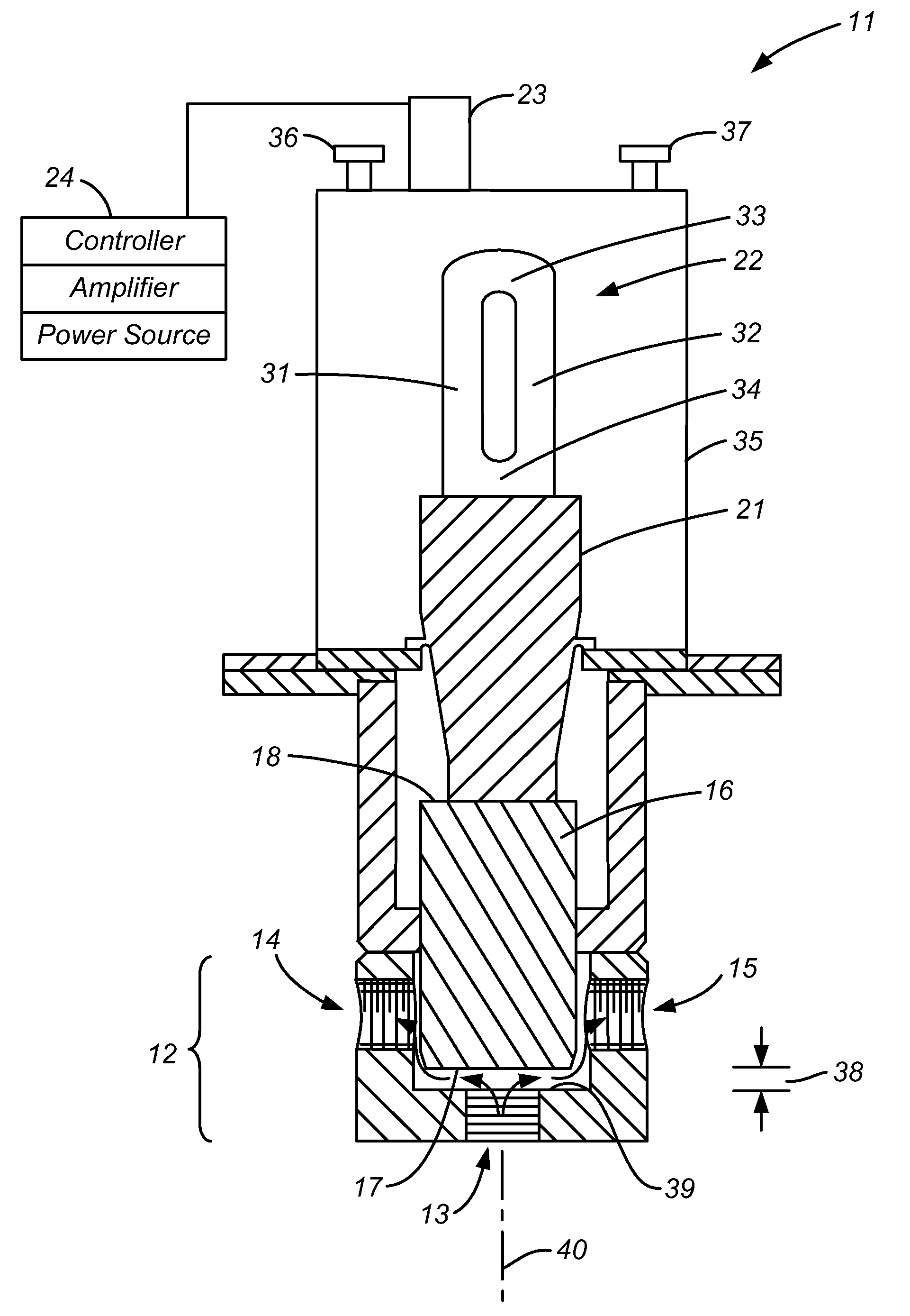 Loop-shaped ultrasound generator and use in reaction systems