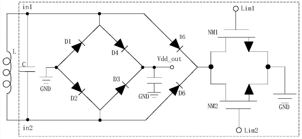 Rectifying and amplitude limiting circuit with multiple time constants and passive radio frequency tag