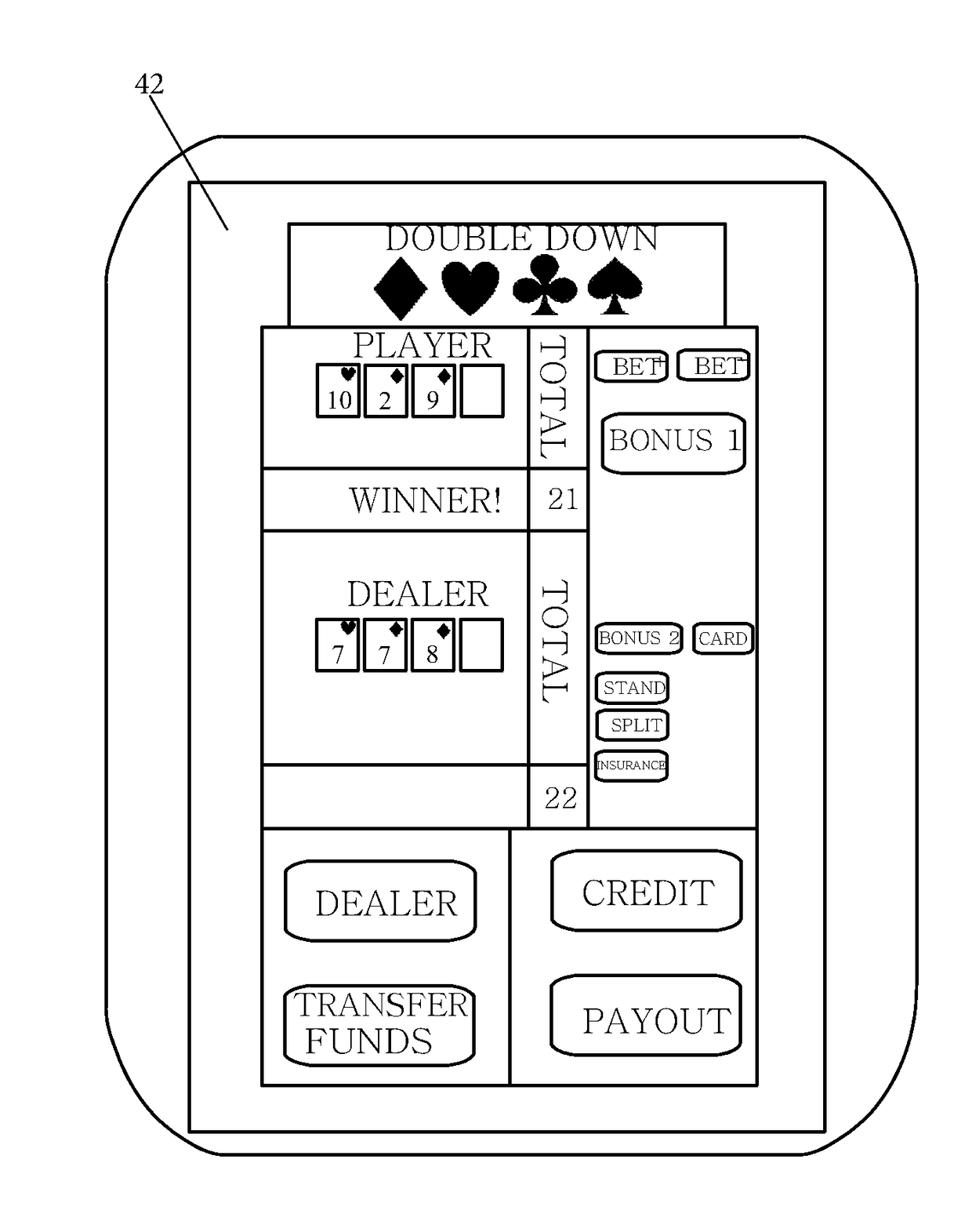 Modified Method and Apparatus for Playing Blackjack