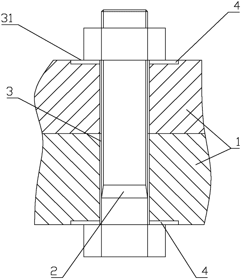 Fastening connection structure for mechanical parts