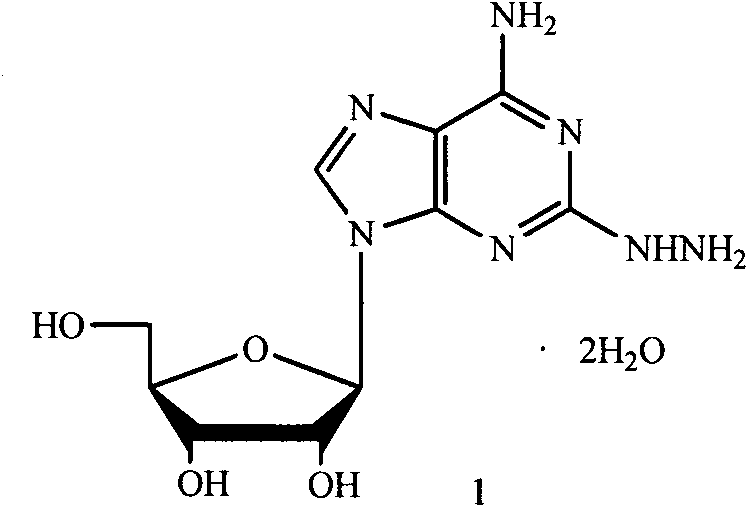 2-hydrazino adenosine and preparation method thereof