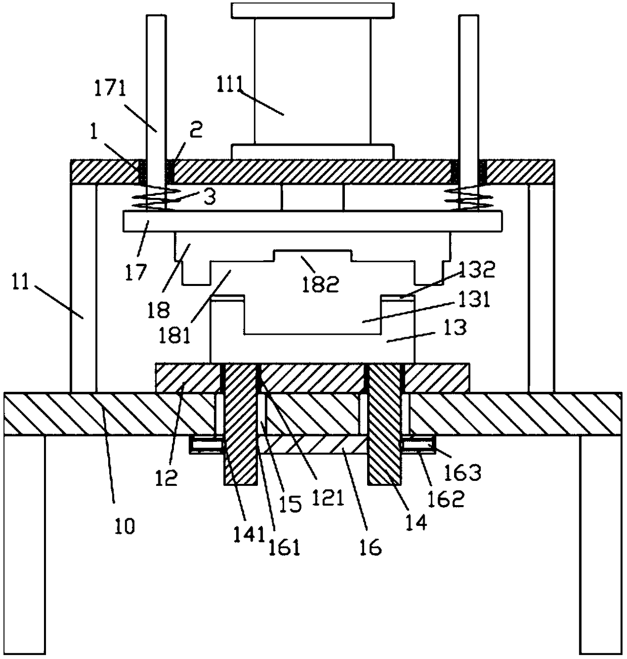 Clamping and fixing device for elongated block with raised strip on top surface