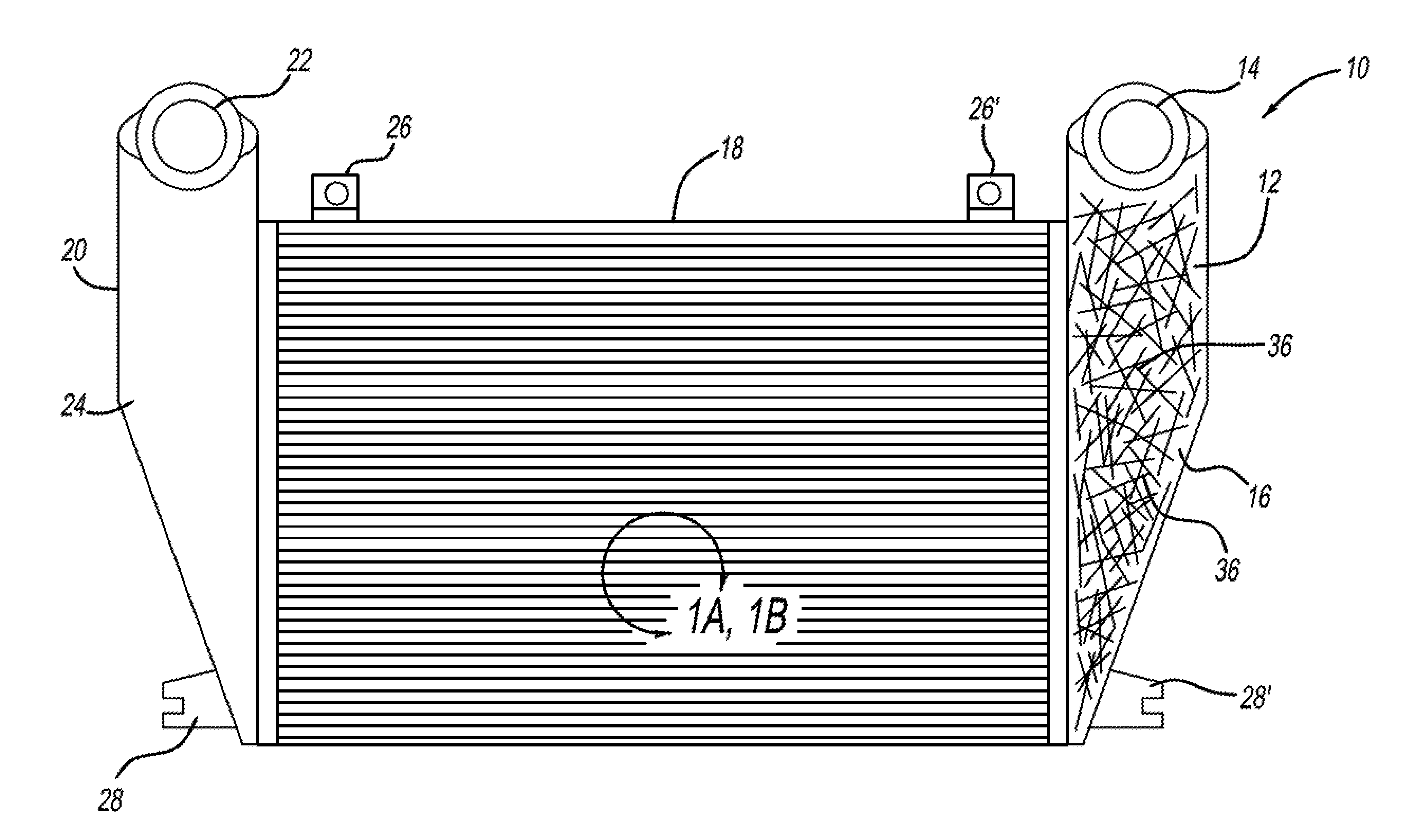 Inlet air turbulent grid mixer and dimpled surface resonant charge air cooler core