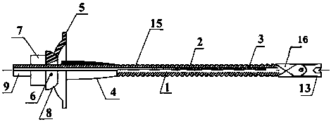Self-propelled hollow slip casting anchor rod with stress-measuring function and operating method