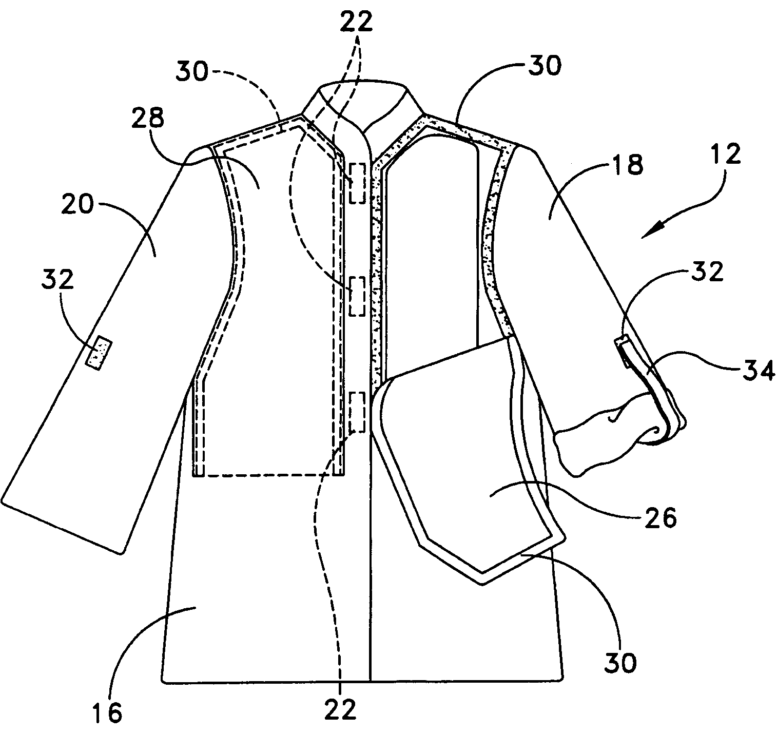 Medical garment and related method
