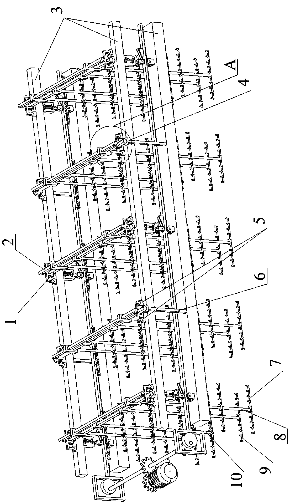 Hanging device for alternate operation of multiple process grooves and water washing grooves