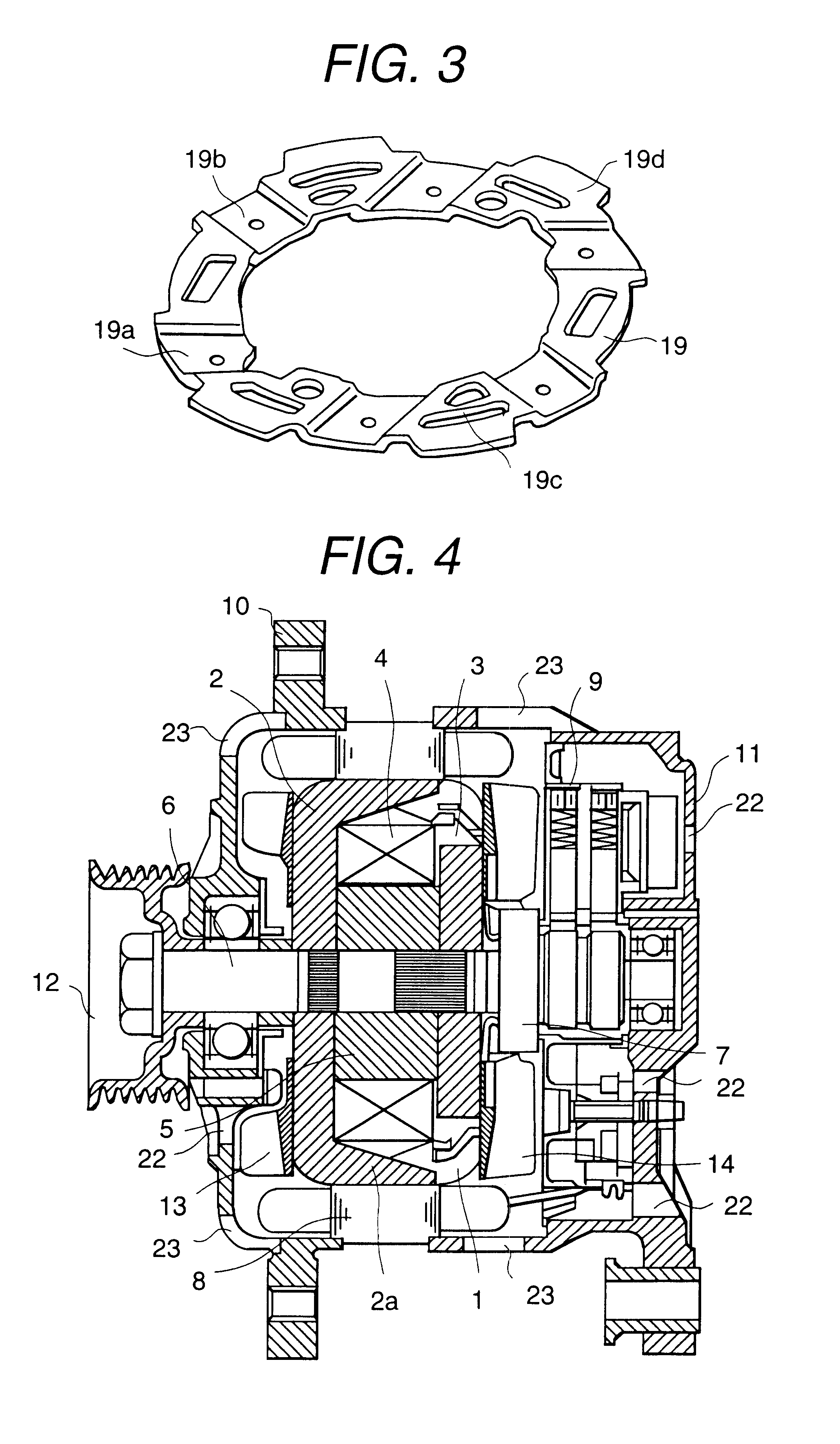 Rotary cooling fan for an AC generator