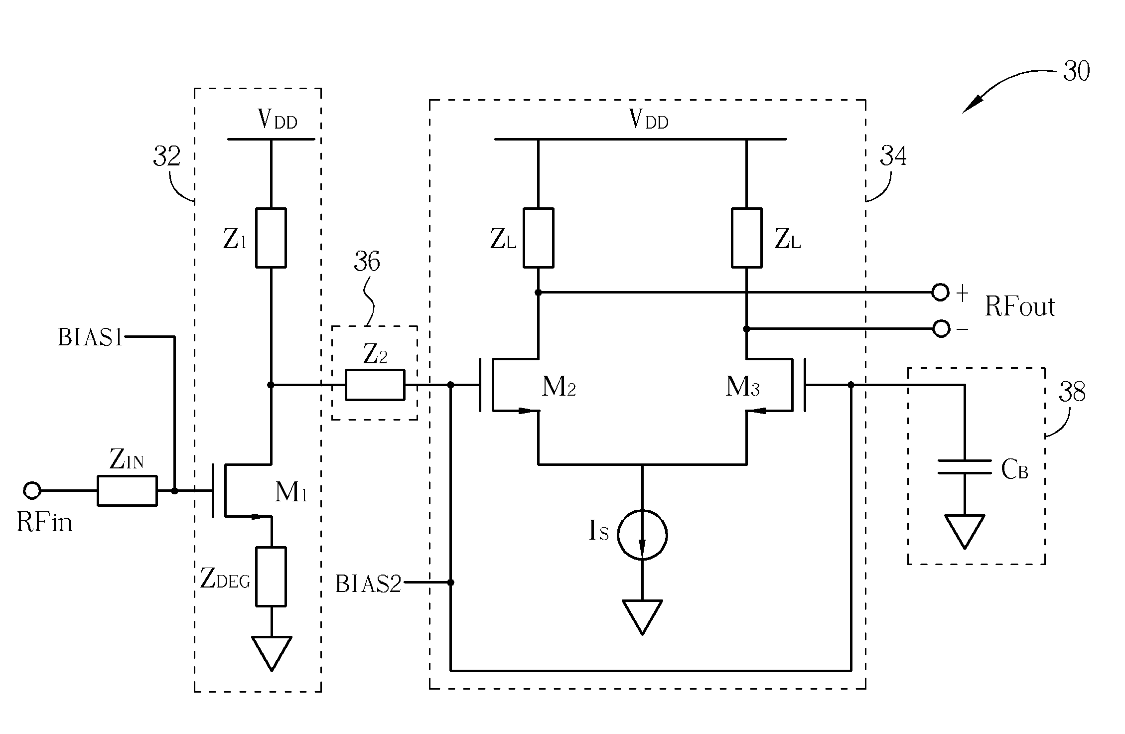 Low noise and high gain low noise amplifier